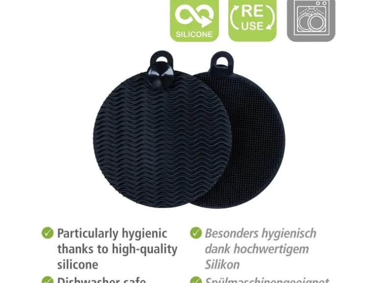 Wenko Silikon Spülschwamm Soft 2 Stück Black Outdoor Kitchen Schwarz