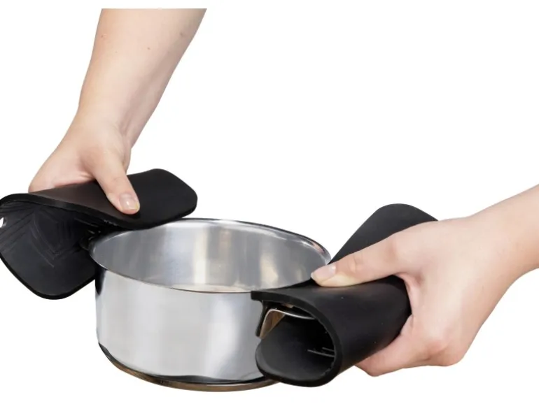 Wenko Silikon-Topfuntersetzer Wesi 16 cm x 16 cm x 0,5 cm Schwarz 2 Stück