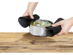 Wenko Silikon-Topfuntersetzer Wesi 16 cm x 16 cm x 0,5 cm Schwarz 2 Stück