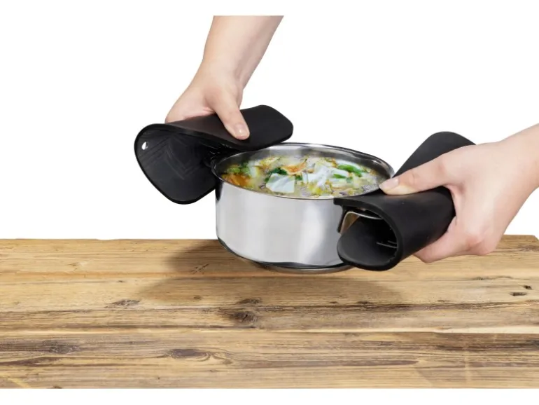 Wenko Silikon-Topfuntersetzer Wesi 16 cm x 16 cm x 0,5 cm Schwarz 2 Stück