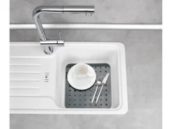 Wenko Spülbeckeneinlage Kristall Eckig 27,5 cm x 1 cm x 31 cm Grau