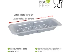 Wenko Spülbecken-Sieb Sivo Ausziehbar 50 cm x 7 cm x 20 cm Grau