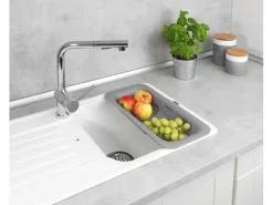 Wenko Spülbecken-Sieb Sivo Ausziehbar 50 cm x 7 cm x 20 cm Grau