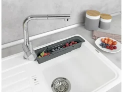 Wenko Spülorganizer Fino Ausziehbar bis 49,5 cm x 5,5 cm x 8,5 cm Grau