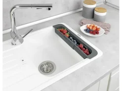 Wenko Spülorganizer Fino Ausziehbar bis 49,5 cm x 5,5 cm x 8,5 cm Grau