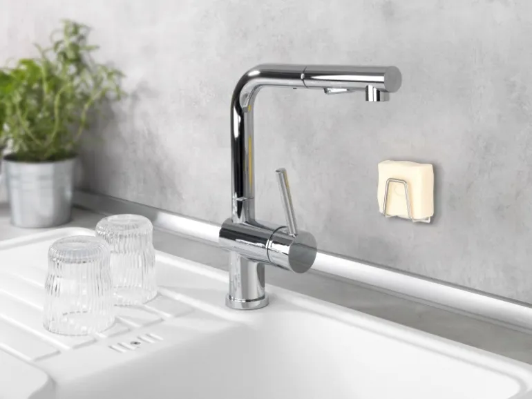 Wenko Universal-Halter Edea Küche Edelstahl rostfrei 5 x 5 x 3,5 cm Silber matt