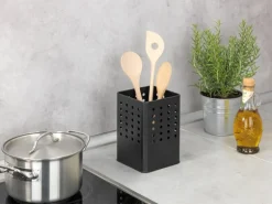 Wenko Utensilienhalter Silio 11,5 cm x 16,5 cm x 11,5 cm Schwarz Matt