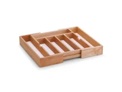 Zeller Besteckkasten Ausziehbar Gummibaum/Melamin 60 cm x 37,5 cm x 32 cm Natur