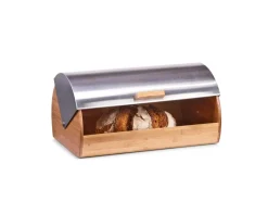 Zeller Brotkasten Bambus/Edelstahl 18,5 cm x 25 cm x 38,5 cm Silber
