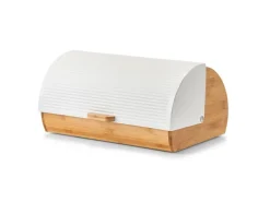 Zeller Brotkasten Bambus/Metall 19 cm x 27 cm x 39 cm Weiß-Natur