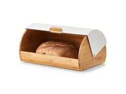 Zeller Brotkasten Bambus/Metall 19 cm x 27 cm x 39 cm Weiß-Natur