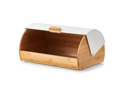 Zeller Brotkasten Bambus/Metall 19 cm x 27 cm x 39 cm Weiß-Natur
