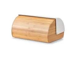 Zeller Brotkasten Bambus/Metall 19 cm x 27 cm x 39 cm Weiß-Natur