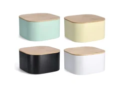 Zeller Brotkasten Metall mit Bambusdeckel 14,5 cm x 26,5 cm x 26,5 cm Mint