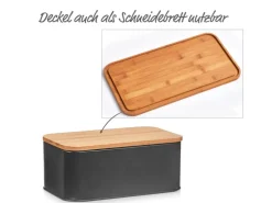 Zeller Brotkasten mit Bambusdeckel 30,5 cm x 18 cm x 12,5 cm Matt Schwarz