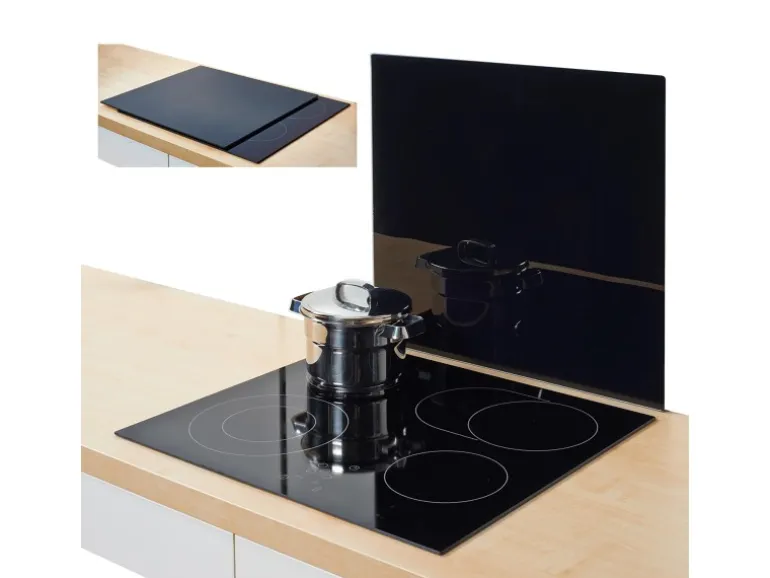 Zeller Herdblende-/Abdeckplatte Glas 50 cm x 56 cm Schwarz