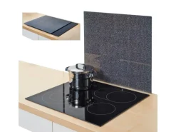 Zeller Herdblende-/Abdeckplatte Granit-Optik Glas 50 cm x 56 cm Anthrazit