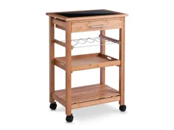 Zeller Küchenrollwagen Bambus mit Glas-Top 58 cm x 40 cm x 85 cm Natur