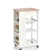 Zeller Küchenrollwagen Bambus/MDF/Metall 50 cm x 37 cm x 86,5 cm Weiß