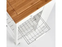 Zeller Küchenrollwagen Bambus/MDF/Metall 50 cm x 37 cm x 86,5 cm Weiß