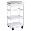 Zeller Küchenrollwagen mit Edelstahltop 82 cm x 37 cm x 47 cm Weiß