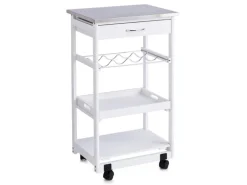 Zeller Küchenrollwagen mit Edelstahltop 82 cm x 37 cm x 47 cm Weiß