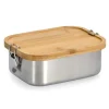 Zeller Lunch Box Edelstahl/Bambus mit Clipverschluss 6,8 x 14 x 18,4 cm Silber