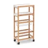 Zeller Nischen-Rollwagen Bambus/MDF/Metall 82,5 cm x 22 cm x 40 cm Weiß-Natur