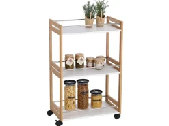 Zeller Rollwagen Bambus/MDF 81 cm x 30 cm x 51 cm Weiß