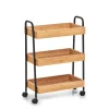 Zeller Rollwagen Bambus/Metall 70,5 cm x 28 cm x 49,5 cm Schwarz