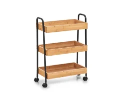 Zeller Rollwagen Bambus/Metall 70,5 cm x 28 cm x 49,5 cm Schwarz