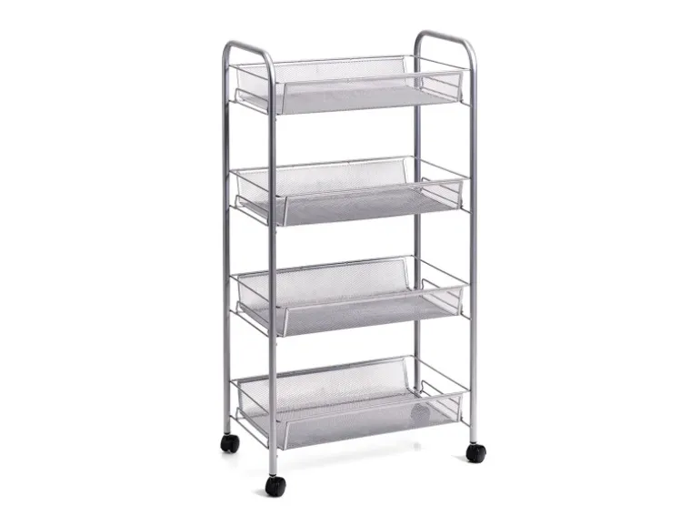 Zeller Rollwagen Mesh 4-lagig 83,5 cm x 26 cm x 42,5 cm Silber