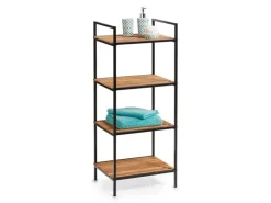 Zeller Standregal mit 4 Ablagen Bambus/Metall 95 cm x 33 cm x 39 cm Schwarz