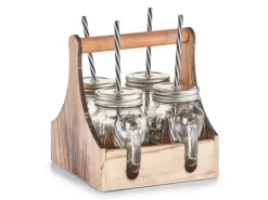 Zeller Trinkgläser-Set Glas/Metall/Holz 5-teilig