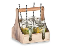Zeller Trinkgläser-Set Glas/Metall/Holz 5-teilig
