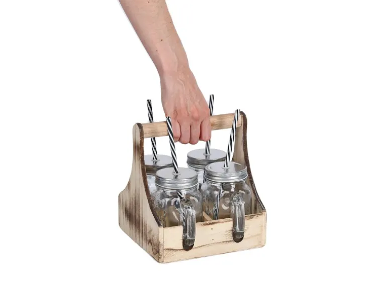 Zeller Trinkgläser-Set Glas/Metall/Holz 5-teilig