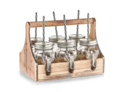 Zeller Trinkgläser-Set Glas/Metall/Holz 7-teilig