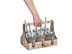 Zeller Trinkgläser-Set Glas/Metall/Holz 7-teilig