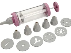 Zenker Garnierspritze mit 6 Tüllen Patisserie Transparent-Grau-Frozen Rose