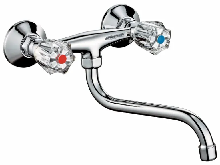 Zweigriff-Küchenarmatur Ledro Chrom Wandmontage